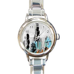 The City Of The Future Collage Round Italian Charm Watch by Pakrebo