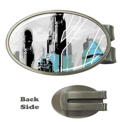 The City Of The Future Collage Money Clips (oval) 