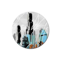 The City Of The Future Collage Magnet 3  (round) by Pakrebo