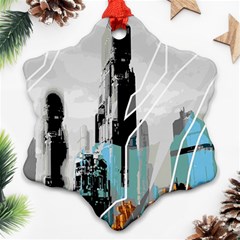 The City Of The Future Collage Snowflake Ornament (two Sides) by Pakrebo