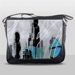 The City Of The Future Collage Messenger Bag by Pakrebo