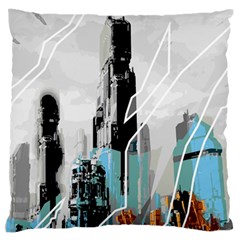 The City Of The Future Collage Large Flano Cushion Case (one Side)