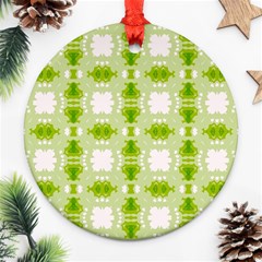 Seamless Wallpaper Background Green White Ornament (round) by Pakrebo