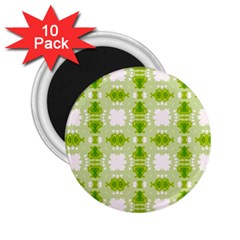 Seamless Wallpaper Background Green White 2 25  Magnets (10 Pack)  by Pakrebo