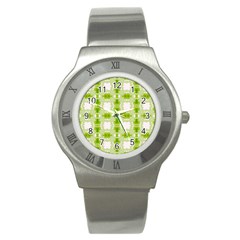 Seamless Wallpaper Background Green White Stainless Steel Watch by Pakrebo