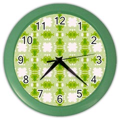 Seamless Wallpaper Background Green White Color Wall Clock by Pakrebo