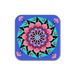 Mandala Symmetry Meditation Rubber Square Coaster (4 Pack)  by Pakrebo