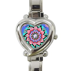 Mandala Symmetry Meditation Heart Italian Charm Watch by Pakrebo