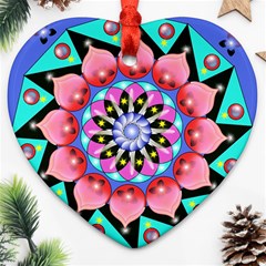 Mandala Symmetry Meditation Heart Ornament (two Sides) by Pakrebo