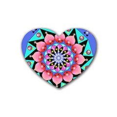 Mandala Symmetry Meditation Heart Coaster (4 Pack)  by Pakrebo