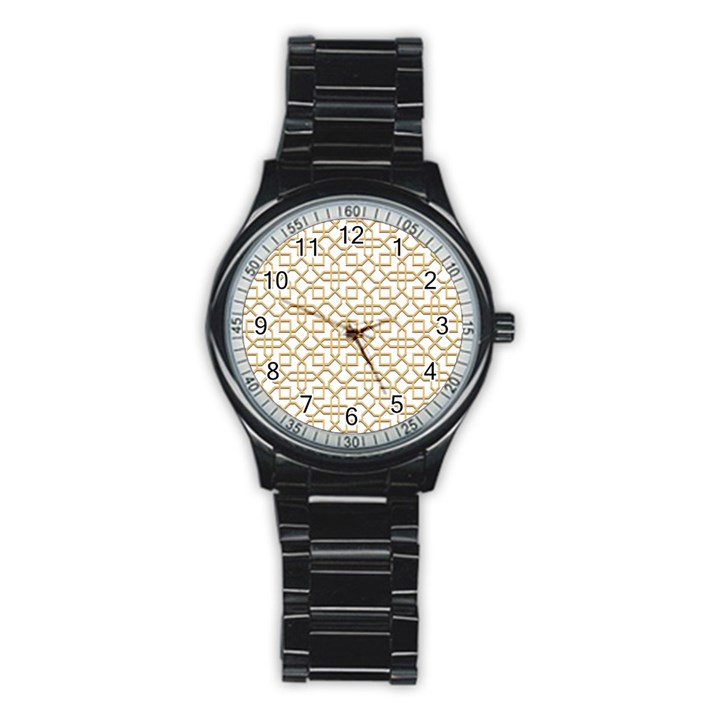 Graphic Mughal Pattern Jali Jaali Stainless Steel Round Watch