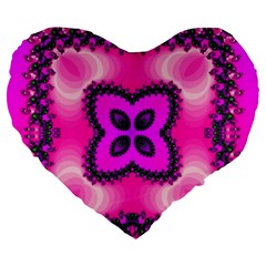 Kaleidoscope Ornament Pattern Large 19  Premium Flano Heart Shape Cushions