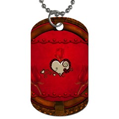 Beautiful Elegant Hearts With Roses Dog Tag (One Side)