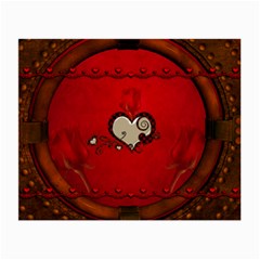 Beautiful Elegant Hearts With Roses Small Glasses Cloth