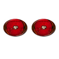 Beautiful Elegant Hearts With Roses Cufflinks (Oval)