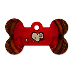 Beautiful Elegant Hearts With Roses Dog Tag Bone (One Side)