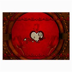 Beautiful Elegant Hearts With Roses Large Glasses Cloth