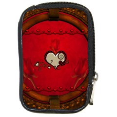 Beautiful Elegant Hearts With Roses Compact Camera Leather Case by FantasyWorld7