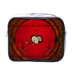 Beautiful Elegant Hearts With Roses Mini Toiletries Bag (One Side)