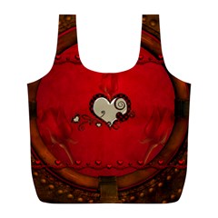 Beautiful Elegant Hearts With Roses Full Print Recycle Bag (L)