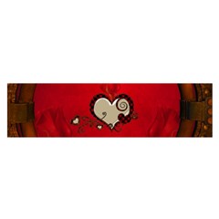 Beautiful Elegant Hearts With Roses Satin Scarf (Oblong)