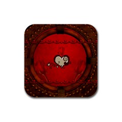 Beautiful Elegant Hearts With Roses Rubber Square Coaster (4 pack) 