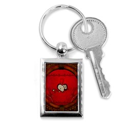 Beautiful Elegant Hearts With Roses Key Chain (rectangle) by FantasyWorld7