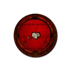 Beautiful Elegant Hearts With Roses Rubber Round Coaster (4 pack) 