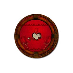 Beautiful Elegant Hearts With Roses Magnet 3  (Round)