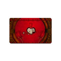 Beautiful Elegant Hearts With Roses Magnet (Name Card)