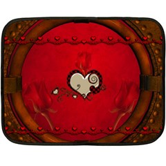 Beautiful Elegant Hearts With Roses Fleece Blanket (Mini)