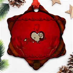 Beautiful Elegant Hearts With Roses Ornament (Snowflake)