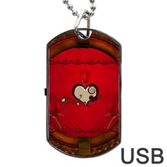 Beautiful Elegant Hearts With Roses Dog Tag USB Flash (Two Sides)