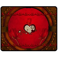 Beautiful Elegant Hearts With Roses Double Sided Fleece Blanket (Medium) 