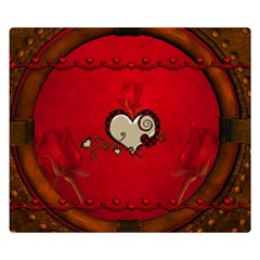 Beautiful Elegant Hearts With Roses Double Sided Flano Blanket (Small) 