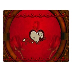 Beautiful Elegant Hearts With Roses Double Sided Flano Blanket (Large) 