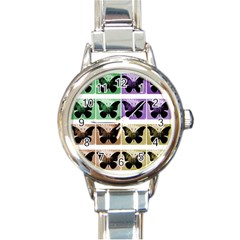 Seamless Wallpaper Butterfly Round Italian Charm Watch