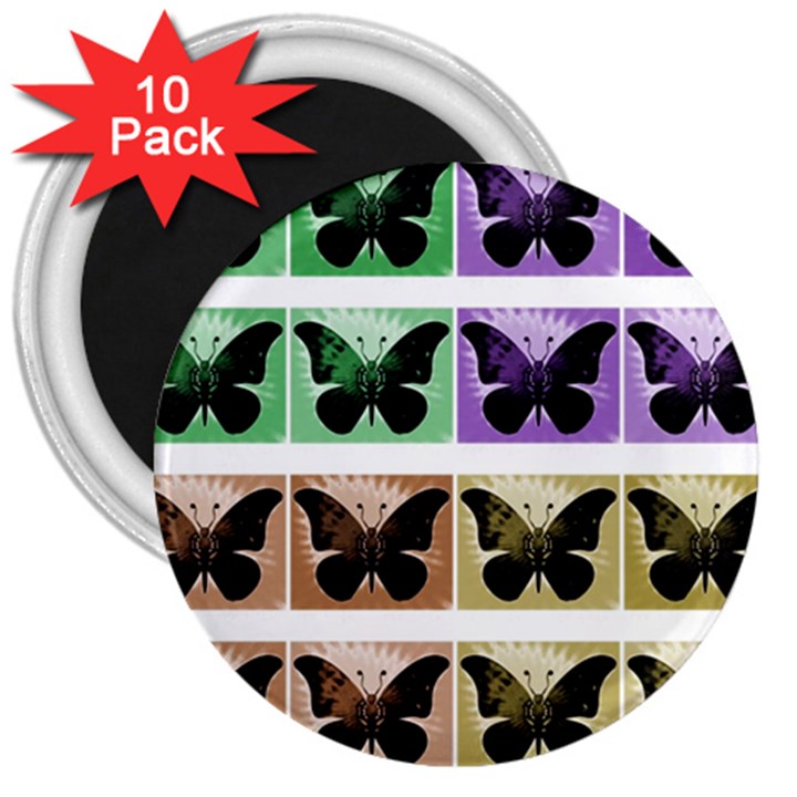 Seamless Wallpaper Butterfly 3  Magnets (10 pack) 