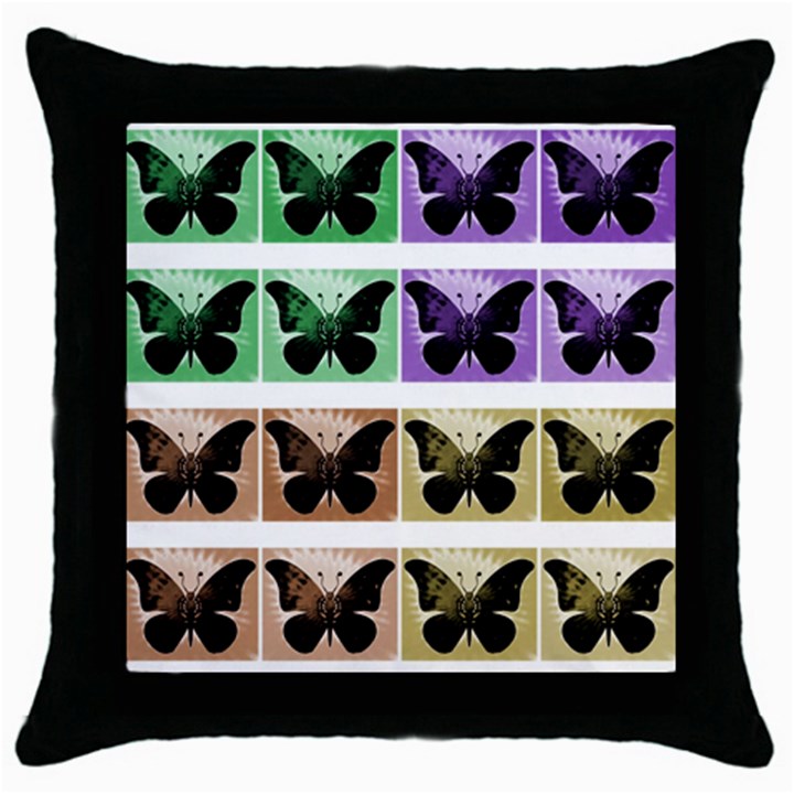 Seamless Wallpaper Butterfly Throw Pillow Case (Black)