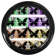 Seamless Wallpaper Butterfly Wall Clock (black) by Pakrebo