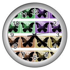 Seamless Wallpaper Butterfly Wall Clock (Silver)