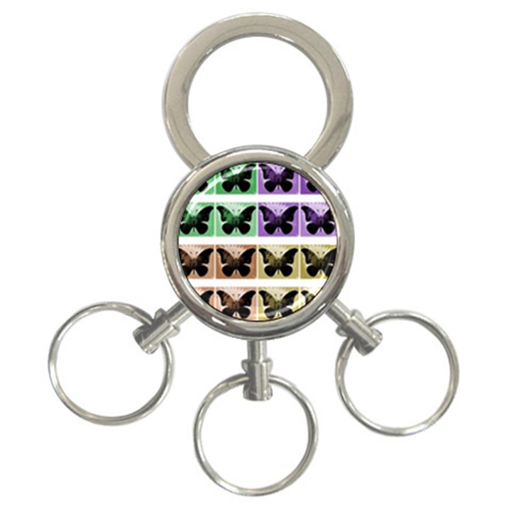 Seamless Wallpaper Butterfly 3-Ring Key Chain