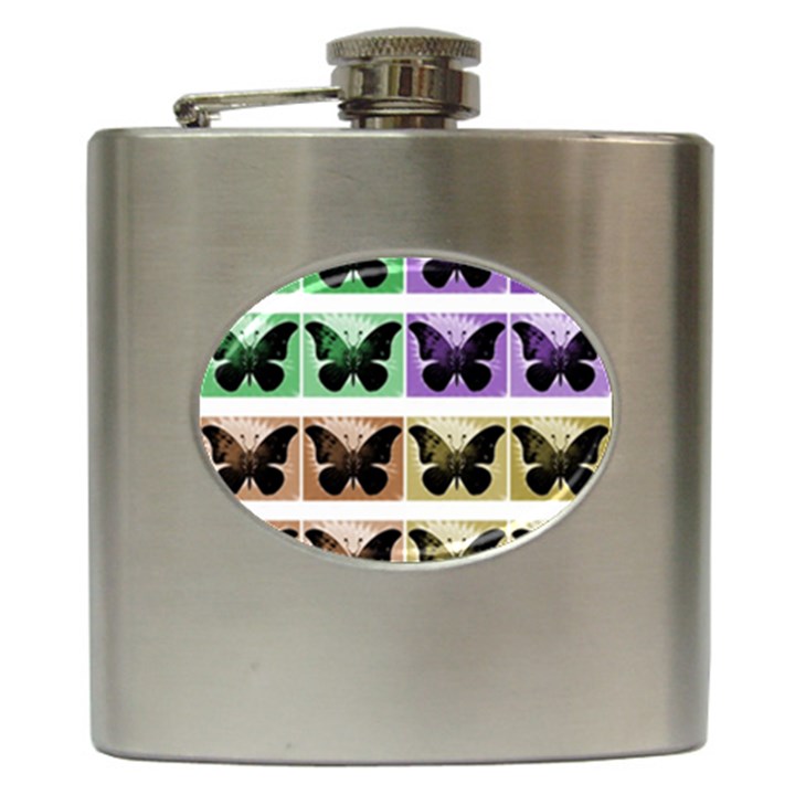 Seamless Wallpaper Butterfly Hip Flask (6 oz)