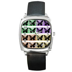 Seamless Wallpaper Butterfly Square Metal Watch