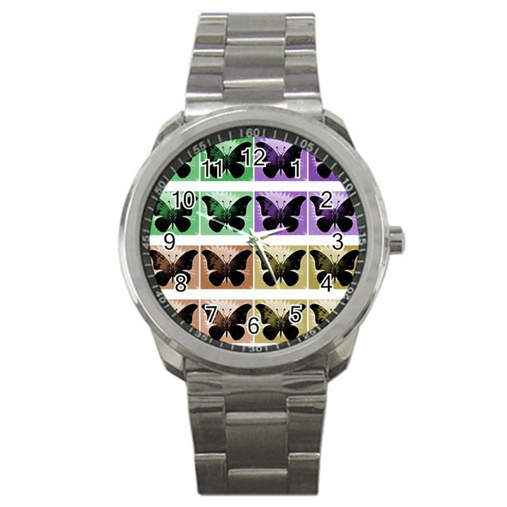 Seamless Wallpaper Butterfly Sport Metal Watch