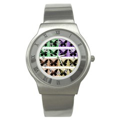 Seamless Wallpaper Butterfly Stainless Steel Watch