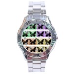 Seamless Wallpaper Butterfly Stainless Steel Analogue Watch Front