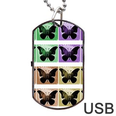 Seamless Wallpaper Butterfly Dog Tag USB Flash (Two Sides)