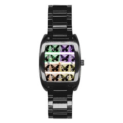 Seamless Wallpaper Butterfly Stainless Steel Barrel Watch