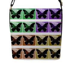 Seamless Wallpaper Butterfly Flap Closure Messenger Bag (L)